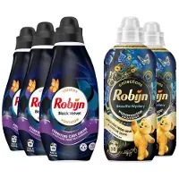 Robijn - Perfect Match Wasmiddel en Wasverzachter Pakket - Black Velvet + Beautiful Mystery - Voordeelverpakking - 5 stuks - 60 Wasbeurten