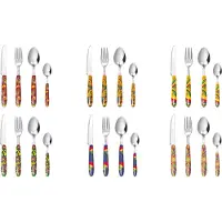 Excelsa Set van 24 Gipsy Soul Bestek – Veelkleurige Handvatten – Duurzaam Glasvezelversterkt Polyester