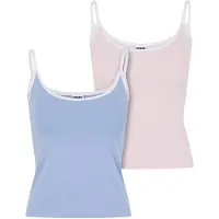 Urban Classics Top blauw / lichtroze / wit