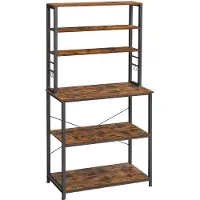 Vasagle Staande keukenplank met 6 planken en 6 haken, Rustiek bruin + zwart