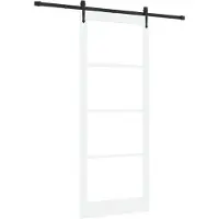 vidaXL Schuifdeur 93 x 232 cm Massief grenenhout en glas Wit en Zwart