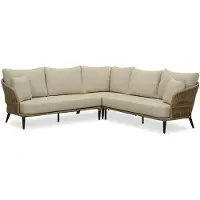 BUITEN living Palermo lounge hoekbank tuin 5 personen | aluminium + touw | Sahara Dust | 4-delig - 230x230cm
