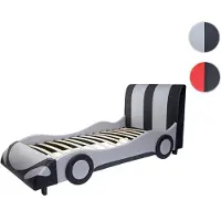 Mendler Bett HWC-E14, kinderbed/tienerbed, met lattenbodem, kunstleer, hout, 190x100 cm, zwart-zilver