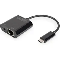 Digitus RJ45, USB-C Adapter [1x USB-C stekker - 1x RJ45-bus, USB-C bus] DN-3027 Incl. RJ45-bus, Met laadbus, Met USB