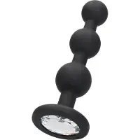 Shots - Ouch! Silicone Beaded Diamond Butt Plug - Black
