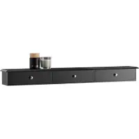 SoBuy Wandkast FRG43-L-SCH - 3 Laden - 93 x 10 x 15 cm - Zwart