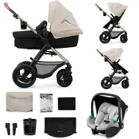 Kinderkraft MOOV 2 AIR 3-in-1 kinderwagen - Opblaasbare wielen - 2-in-1 zitje - Inclusief MINK PRO i-Size autostoeltje - Geschikt tot 27 kg - UV-bescherming UPF50+ - Grijs