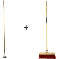 Synx Tools Rechte Schoffel 12cm met Staal 160cm + Nylon Straatbezem 40cm - Rechte Schoffel 12cm - Buitenbezem