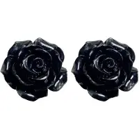 Charme Bijoux Clip oorbellen -Zwart -Bloem- 2 cm- geen gaatje-