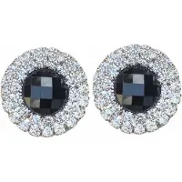 Charme Bijoux Clip Oorbellen zwart facet strass dubbel 2 cm