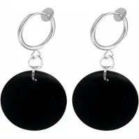 Charme Bijoux Klem oorbellen zwart hout 2 cm