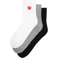 Wilson Tennissok U Qtr Top 3 Pack Bright White / Black-Schoenmaat 38 - 42
