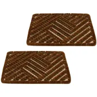 Benson Schoenen borstelmat - 2x - bruin - 40 x 60 cm - deurmat/schoenenveger