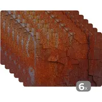 KitchenYeah Placemat - Placemats kunststof - IJzer - Roest - Industrieel - 45x30 cm - 6 stuks - Hittebestendig - Anti-Slip - Onderlegger - Afneembaar