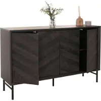 MCW Dressoir -M50, ladekast highboard dressoir, massief hout mango 94x151x40cm ~ donkergrijs