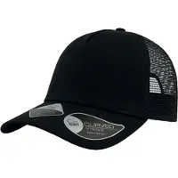 Atlantis Unisex Rapper Gerecycled Polyester 5 Panel Trucker Cap (Zwart/Zwart)