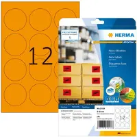 Herma Neonetiketten, A4, Ø 60 mm, rond neon-oranje, permanent hechtend