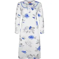 Fine woman Dames nachthemd gebloemd blauw XL