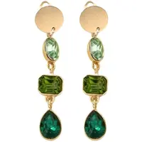 Charme Bijoux Clip oorbellen- luxe -groen- goudkleurig- geen gaatje- Lang-