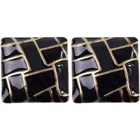 Charme Bijoux Clip oorbellen -metaal -zwart- vierkant- geen gaatje-