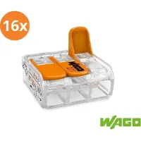 Wago 16 x lasklemmen 3-voudig | met klemmetjes | 221-413 | oranje