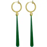 Charme Bijoux Klem oorbellen- Lafayette- groen emaille- goudkleurig- geen gaatje-
