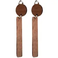Charme Bijoux Clip oorbellen- bruin hout -zilverkleur- Bar-geen gaatje-