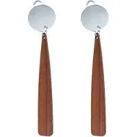 Charme Bijoux Clip oorbellen- Bruin hout- Solange- zilverkleur-geen gaatje-