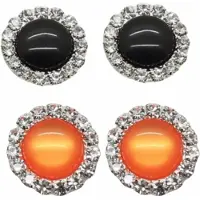 Charme Bijoux 2 Paar-Clip oorbellen-Oranje-Zwart-1.5 cm