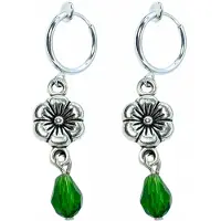 Charme Bijoux Klem oorbellen- groen- bloem- zilverkleur- geen gaatje-