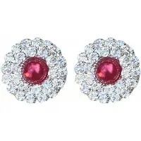 Charme Bijoux Clip oorbellen Bordeaux strass dubbel 2.4 cm-