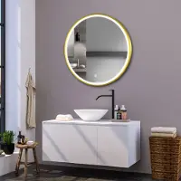 Guido Gusto Ronde badkamerspiegel Levi mat goud met verwarming, LED verlichting en touch sensor 80x80cm