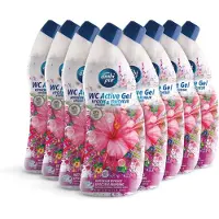 Ambi Pur 8x Toiletreiniger Wc Active Gel Hibiscus & Roos 750 Ml