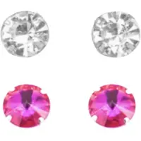 Charme Bijoux Magneet oorbellen 2 paar licht roze en wit 7 mm