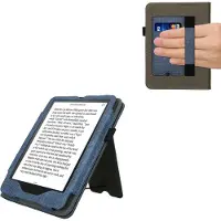 Kwmobile flip cover voor e-reader - geschikt voor Amazon Kindle Paperwhite (2024)/Colorsoft - Van imitatieleer en -suède - In donkerblauw / donkergrijs