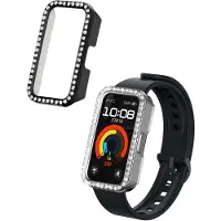 Kwmobile 2x kunststof horloge rand bescherming geschikt voor Huawei Band 9 / Band 8 Beschermhoes - Glitter beschermhoesje transparant / zwart