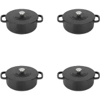 ComBekk Gietijzeren Braadpannen Ø12cm set van 4 - 100% Gerecycled - PFAS vrij - Geschikt voor alle warmtebronnen - 0,4L - Zwart