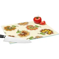 KitchenYeah Glazen Snijplank - 39x28 - Design - Bloemen - Retro - Vintage - Snijplanken Glas