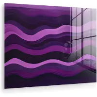 MuchoWow Glasschilderij 160x120 cm - Schilderij acrylglas - Lijnen - Golven - Paars - Abstract - Foto op glas - Muurdecoratie woonkamer - Wanddecoratie slaapkamer - Schilderijen
