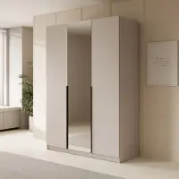 Meubella - Kledingkast Sabre - Beige - 150 cm - Met spiegel