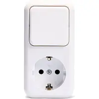 McPower Finery Stopcontact met Wisselschakelaar - Wandcontactdoos 250V-/10A – Opbouw Lichtschakelaar - Omschakelaar - Wit