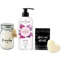 ATTITUDE Cadeauset Sterkte Beterschap - Super Leaves Hand Soap WhiteTea - Paper Dreams Kaars Black & White Beterschap - Soap & Gift Doosje vol zeep Sterkte