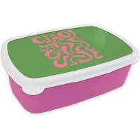 MuchoWow Broodtrommel Roze - Lunchbox Abstract - Roze - Ciao - Vormen - Brooddoos 18x12x6 cm - Brood lunch box - Broodtrommels voor kinderen en volwassenen