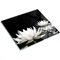 Tulup Glazen Snijplank - Wit Waterlelies Snijplank van Glas - 60 x 52 cm - UV Gelaagd Glas Serveerplank - Dienblad - Dienblad - Snijplank Glas - Keukenbenodigdheden