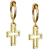 Charme Bijoux Klem oorbellen- open kruis-Goudkleurig-geen gaatje-