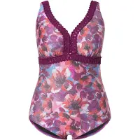 Ulla Popken Badpak lichtblauw / lila / bessen / pink
