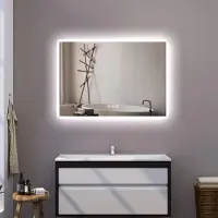 Guido Gusto Rechthoekige badkamerspiegel Jari met verwarming, dimbare LED verlichting en touch sensor 80x60cm