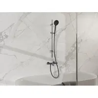FortiFura Calvi Badkraan - met glijstangset - ronde handdouche - metalen doucheslang - geborsteld gunmetal PVD SW767491/SW799451/SW706207/SW720225