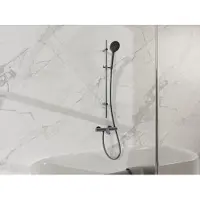 FortiFura Calvi Badkraan - met glijstangset - ronde handdouche gladde doucheslang - geborsteld gunmetal PVD SW767491/SW799451/SW721165/SW720225