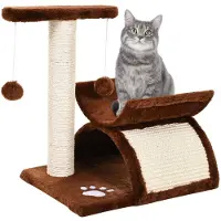 PawHut kattenboom, speelboom, krabboom voor katten, met bal, bruin